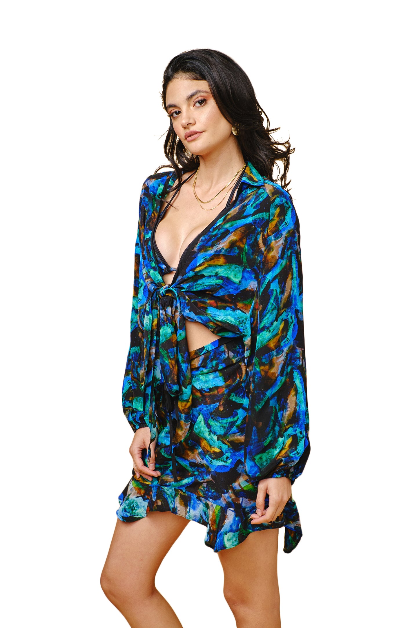 BANDITA SET- MINI RUFFLE SKIRT (BLUE SAPPHIRE PRINT)